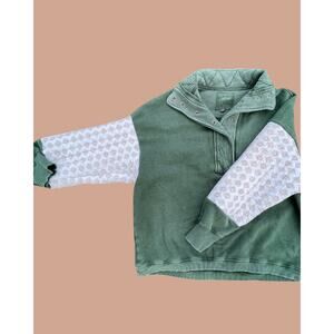 Upcycled Small Aerie Pullover Sweatshirt Quilted Green